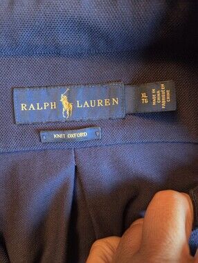 Ralph Lauren Men's Knit Oxford Button DOWN SHIRT — Navy